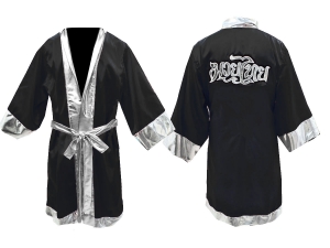 Kanong Custom Boxing costume, Boxing Robe : Black-Silver